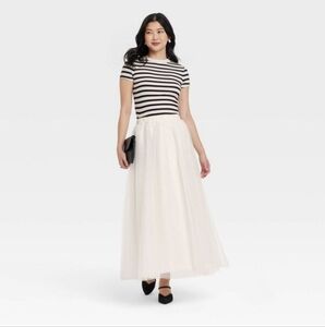 A New Day - Women's Tulle A-Line Skirt Small Cream